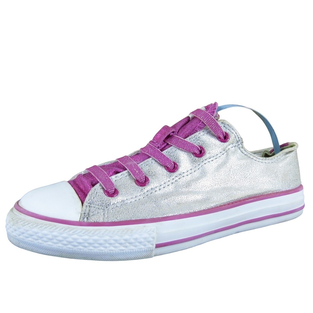 Converse Sneaker All Star Girl Y 4 Medium Athletic Silver Textile Slip On